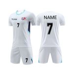 Football Kit for Kids Adults Men Women Personalised Football Shirt Short with Name Number Team Logo (White)