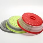 Pack of 3 Splatter Guard, Collapsible Microwave Food Cover, Colander Kitchen Gadget for Food,10.5inch, BPA free TPR, Dishwasher safe