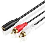 3.5mm to RCA Stereo Audio Cable Adapter - 3.5mm Female to Stereo RCA Male Bi-Directional AUX Auxiliary Male Headphone Jack Plug Y Splitter to Left/Right 2RCA Male Connector Plug Wire Cord