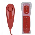 MOVHEIYL Replacement Remote Controller for Wii & Wii U, Built-in 2 in 1 Motion Plus with Silicon Case and Nunchuck (Red)