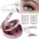 GEMERRY Magnetic Eyelashes 2 Pairs Magnetic Lashes Natural Look Manga Lashes Magnetic Eyelashes with Applicator and Mirror No Glue Needed Strip Lashes False Eyelashes Reusable Magnetic Lashes B03