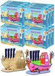 Funvention Ship - 3D Coloring Model (Pack of 12) - DIY Desk Organizer Pen Stand - STEM Leanring 3D Puzzle Toy - Art, Coloring and Painting Kit for Kids - Birthday Return Gift,DIY party pack for kids