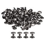 uxcell 50 Sets Leather Rivets, 9mm Double Cap Rivets 10mm Height Metal Studs Rivet for Leather Craft Repair DIY Purse Belts Bags Shoes, Gun-Black