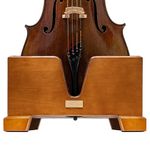 MI&VI Classic Wooden Cello Box Stand 4/4 Full Size - Persian Blue Velvet Plush Cushion Wood Cello Stand with Bow Storage Holder Slot Included