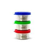 Mintie - Mini Food Storage Containers for Sauces, Dips and More, Earth-Friendly Alternative to Plastic Containers with Lids, Set of 3 Leak-Proof Snack Pots with Silicone Lids for Baby Food and Weaning