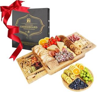 Vestaware Charcuterie Boards, Large Charcuterie Board Set, Bamboo Cheese Board and Knife Set, Wedding Gifts, House Warming Gifts New Home, Serving Ttrays for Party