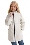 maoo garden Girls Rain Jackets Kids Waterproof Raincoat Lightweight Floral Lining Spring Windbreaker 2112 White 7-8Y