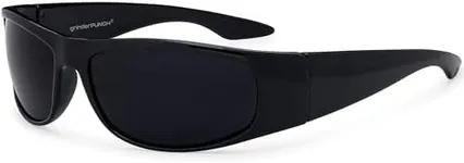 grinderPUNCH Super Dark Lens Black Sunglasses | Biker Style Rider | Wrap Around Frame