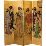 ORIENTAL FURNITURE Asian Furniture and Decor 72-Inch Golden Ladies Chinese Lacquer Oriental Decorative Oriental Art Screen