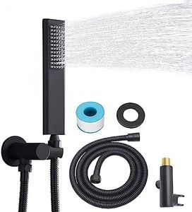 Backnets Solid Brass Handheld Shower Head Arc Design High Pressure Matte Black Hand Shower Wand with Adjustable Supply Elbow Wall Connector Shower Holder and 59″ Stainless Steel Hose Set