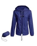 Zando Lightweight Rain Jacket Women Waterproof with Hood Raincoats for Women with Hood Rain Coat for Women Waterproof Women's Raincoats Windbreaker Women Packable Rain Jackets Anorak Jacket Navy M