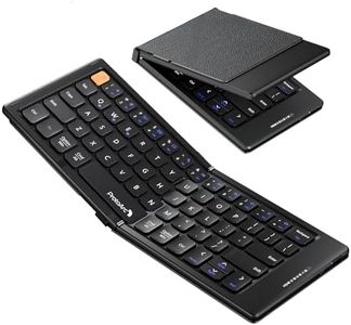 ProtoArc Foldable Compact Keyboard, XK04 Portable Bluetooth Keyboard with PU Leather Cover, Pocket-Sized Wireless Travel Keyboard for for iPad, iPhone, Smartphone, Tablet and Laptop - Black