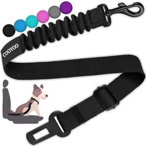 COOYOO Dog Seat Belt,3 Piece Set Retractable Dog Car Harness Adjustable Dog Seat Belt for Vehicle Nylon Pet Safety Seat Belts Heavy Duty & Elastic (1 Pack Black)