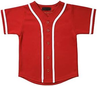 Hat and Beyond Kids Baseball Jersey Button Down T Shirts Active Uniforms XXS-XL 5KSA0002 (08T, 5pu01_red.WHI)