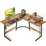 CubiCubi L Shaped Gaming Desk Computer Office Desk, 120 cm Corner Desk with Large Monitor Stand for Home Office Study Writing Workstation, Rustic Brown