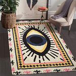 HAOCOO Evil Eye Area Rugs 4’x6’ Large Non-Slip VintageThrow Rugs Super Soft Velvet Creative Tribal Floor Carpet for Bedroom Living Room Nursery Decor (4 'x 6', Spirit Eye)