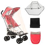 MobiQuip XL Pushchair Travel Accessories Pack, Sun Hood with Vision Panel, Protective Rain Cover, Handy Storage Basket, to Fit MobiQuip XL Buggy, Co-ordinates with Red MobiQuip XL Stroller