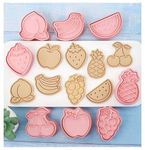 U-Vathing Fruit Cookie Stamps with Plunger Cutters Set,8 Pieces 3D Fruit Cookie Biscuit Cutter,Fun Cookie Mold Baking Set for Treats DIY Cookie Cake Baking Supplies