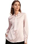 LilySilk Women's Silk Blouse 19 Momme Long Sleeves Feminine Stand Collar Blouse S, Light Beige
