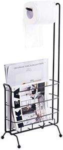 Basicwise QI003489 Metal Toilet Paper Holder with Magazine Rack, Black