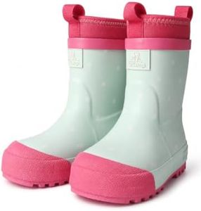 CITISTEP Kids Fall/Winter Rain Boots Waterproof Fleece Lined Rubber Boots | Removable Dual Insoles For Flexible Fit Easy Pull Handles Textured Traction Sole For Rainy Days Mud And Snow Play