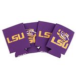 LSU Louisiana State University Can Insulator Beverage Cooler 4 Pack Foam Beverage Holder Tigers Geaux (4 Pack Can)