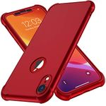 ORETech Case Compatible with iPhone XR Case,with [2X Tempered Glass Screen Protector] 360 Silicone Phone Case Thin Shockproof Hard PC Soft TPU Anti Scratch Case Cover for iPhone XR 6.1” 2018 Red