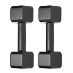 ARTINO 5Kg Pair Hexa PVC Dumbbells Set For Home Gym, Exercise & Fitness Dumbbell Fixed Weight Dumbbell (5kg X 2Pc) (BLACK)