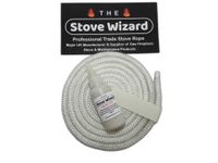 The Stove Wizard White Stove Rope Kit 10mm x 2.5m Long with Large 50ml Super Seal Adhesive Flues Glass Door Seals Wood Burning Replacement Made In The UK