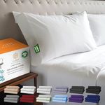 100% Organic Cotton Sheets - Crisp and Cooling Percale Weave, GOTS Certified 4 Piece Bedding Set, Deep Pocket with All-Around Elastic (Queen, Pure White)