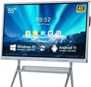 JYXCN Smart Board Collaboration Hub, 55" Digital Interactive Whiteboard Display with 4K Touchscreen & Dual System, Electronic Smartboard for Classroom Office Home(Wall Mount Included)