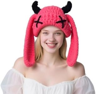 Knit Beanie Hats Cute Bunny Long Ears Funny Hat Winter Cap Warm Knit Rabbit Crochet Skull Cap Outdoor Slouchy Hat ski hat