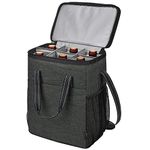 6 Bottle Wine Carrier - Insulated & Padded Wine Carrying Cooler Tote Bag with Handle and Adjustable Shoulder Strap for Travel or Picnic, Ideal Wine Lover Gift, Black