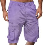 Generic Men Cargo Shorts,Twill Cargo Shorts for Men Big and Tall Purple XL