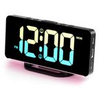 CHEREEKI Alarm Clock, Alarm Clocks Bedside Mains Powered with Night Light RGB, USB C Charging Port, Dual Alarms and 3 Alarm Modes for Heavy Sleepers, Kids, Teens, Elder(Adapter Included)