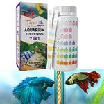 Tigerlily Enterprises 7 in 1 Test Kit Aquarium Test Strips For Fast & Accurate Results In Freshwater & Saltwater Fish Tank Aquariums. Accurately Detecting GH, NO2, NO3, CL2, KH and pH - 100 Strips