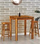 Chetan Interiors Sheesham Wood Bar Counter with 2 Stools/High Bar Dining Table 2 Seater (Solid Sheessham Wood, 2 Seater, Rustic Teak Finish)