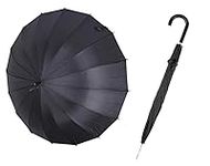 Best House Large Stick Umbrella Windproof and Rainproof J Hook Handle Portable Lightweight for Men and Women (Black)