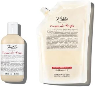 Kiehl's Creme de Corps Duo, Rich, Luscious Body Lotion, with Cocoa Butter and Shea Butter for Fast Absorbing Hydration – Refill Pouch and Reusable Bottle ​