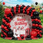 Red and Black Balloons, 138 pcs Matte Black and Red Latex Balloon Garland Arch Kit for Girls Women Birthday Bridal Baby Shower Wedding Engagement Poker Card Graduation Bachelorette Party Decorations