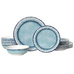 AELS Melamine Dinnerware Set of 18 Pcs Dinner Dishes Set, Lightweight Unbreakable for Indoor and Outdoor Use, BPA Free, Dishwasher Safe, Light Blue