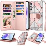 Njjex Wallet Case for Samsung Galaxy A35 5G/ Galaxy A55 5G, For Samsung Galaxy A35 5G/ A55 5G Case, [9 Card Slots] PU Leather Card Holder Folio Flip [Detachable] Kickstand Magnetic Phone Cover -Marble