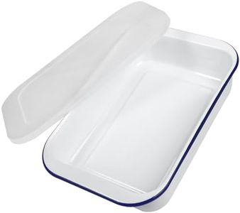 Webake Enamelware 9x13 Baking Pan with Lid Oblong Cake Pan Enameled Steel Roasting Pan Baking Dish Lasagna Pan Food Containers
