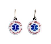 Secure ID | Type I Diabetic Insulin Dependent | Button with Snap Clip | Life Alert Button | Medical ID Button for Emergency Situations | Medical Alert for Diabetes Patients | 1.5" | Pack of 2