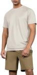 ODODOS Men's Quick Dry Short Sleeve Shirts UPF 50+ Sun Protection SPF Athletic Tops Workout T-Shirts, Beige, Medium