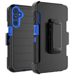 Takfox Galaxy A15 5G Case, for Samsung A15 5G Belt Clip Holster Phone Case with [Built-in Screen Protector] Kickstand Protective Rugged Heavy Duty Shockproof Dustproof Durable Cover-Black/Blue