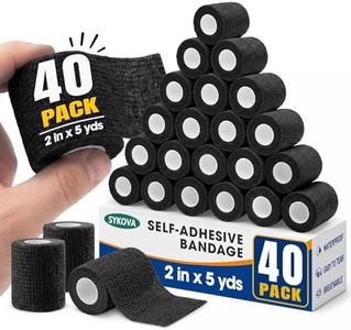 SYKOVA 40 Pack Self Sticking Bandage Wrap, Professional Self Adhesive Bandage for Ankle Support Wrist Tape Baseball, Black Athletic Tape, Breathable Cohesive Bandage Wrap for Finger Toe Protection