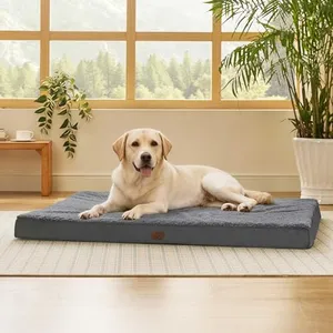 Bedsure Jumbo Dog Bed for Large Dogs - XXL Orthopedic Dog Beds with Removable Washable Cover, Egg Crate Foam Pet Bed Mat, Suitable for Dogs Up to 150lbs, Dark Grey