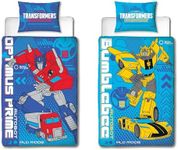 Character World Transformers Optimus Prime Bumblebee Official Kids Single Duvet Cover Set | Reversible 2 Sided Bedding Including Matching Pillow Case | Charges Design Single Bed Set