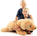 Extra Large Stuffed Dog Hugging Toy-Giant Sleeping Plush Body Pillow for Kids, Adults-Ideal for Bedroom Bed, Valentine’s Day Gift- 35 by 15 Inches Big, Brown, Fluffy and Soft-For Boys, Girls